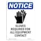 Signmission OSHA Notice Sign, Gloves Required For With Symbol, 7in X 5in Decal, 5" W, 7" H, Portrait OS-NS-D-57-V-13123 - alternate 1